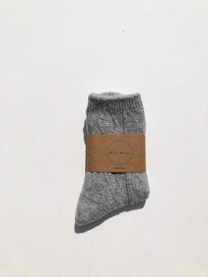 CABLE WOOL SOCKS: Brown / M/L