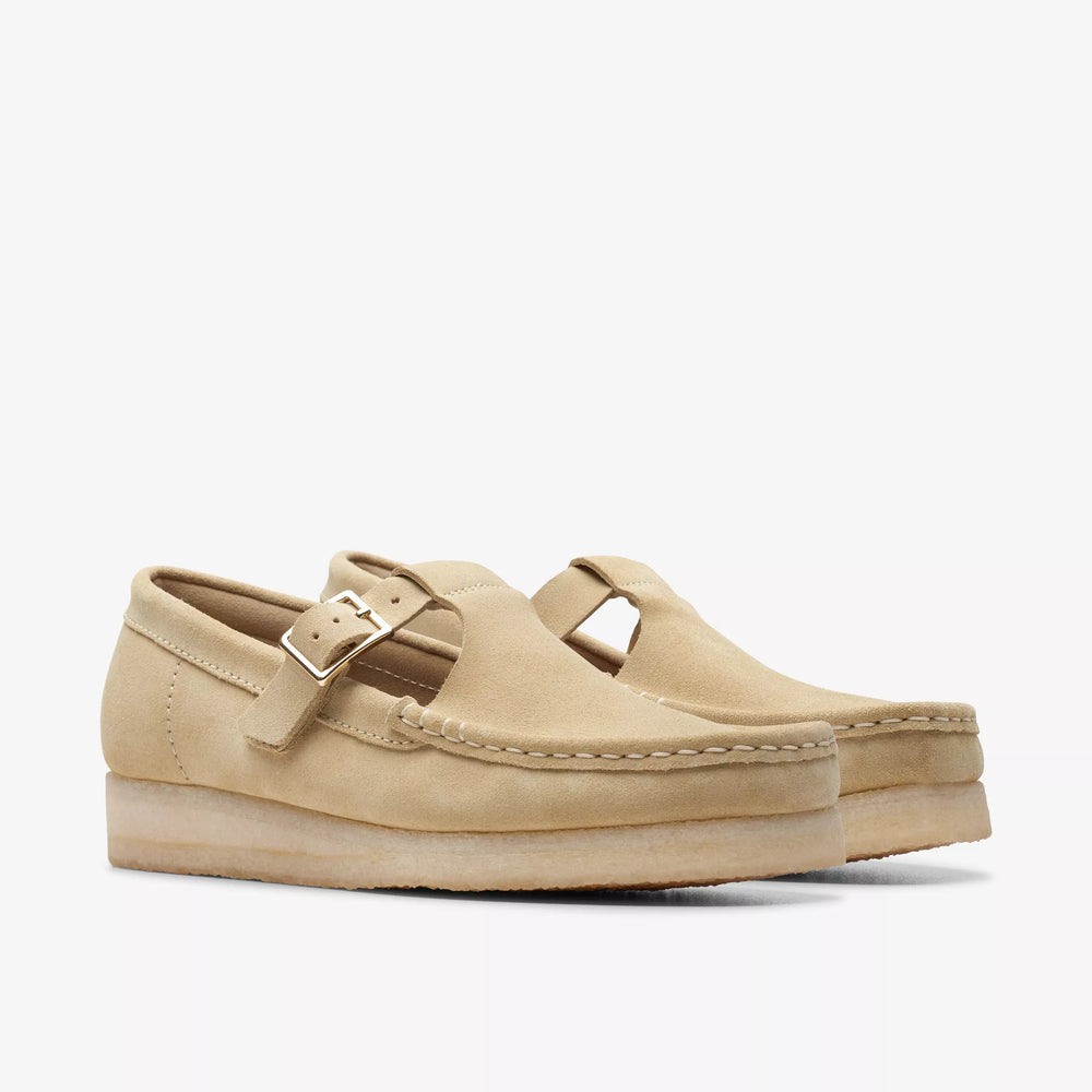 Clarks Wallabee T Bar Maple Suede Shoe