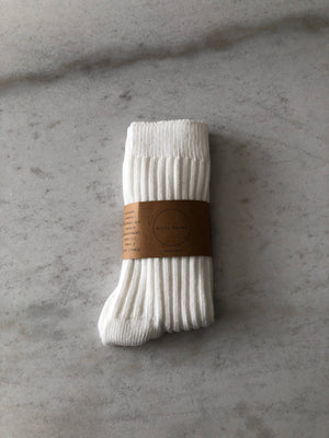 RIBBED COTTON HIGH SOCKS - neutral: White / One size : M/L