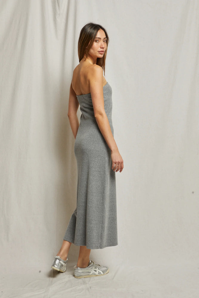 PerfectWhiteTee Nadine Strapless Dress in Heather Grey