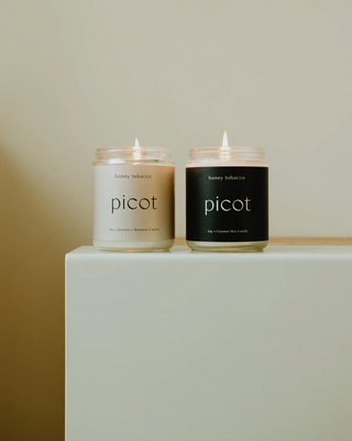 Picot Honey Tobacco Candle in Slate