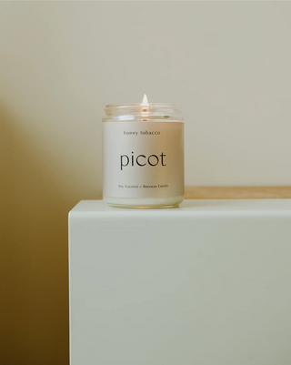 Picot Honey Tobacco Candle in Sand