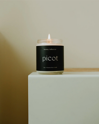 Picot Honey Tobacco Candle in Slate