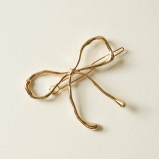 Nar'sha Metal Bow Barrette Hair Clip in Gold